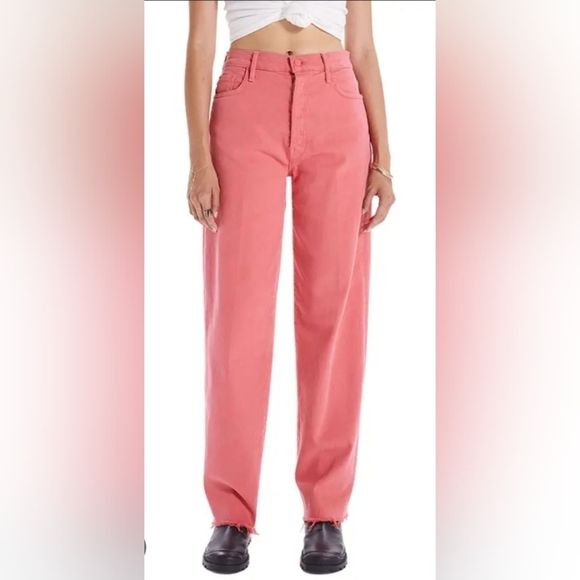 MOTHER The Curbside Heel Fray Straight Leg Jeans In Rose Of Sharon Size 29 NWT​ - Picture 1 of 11